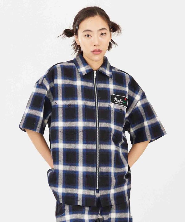 X-Girl & Peels Plaid Zip Up Shirt