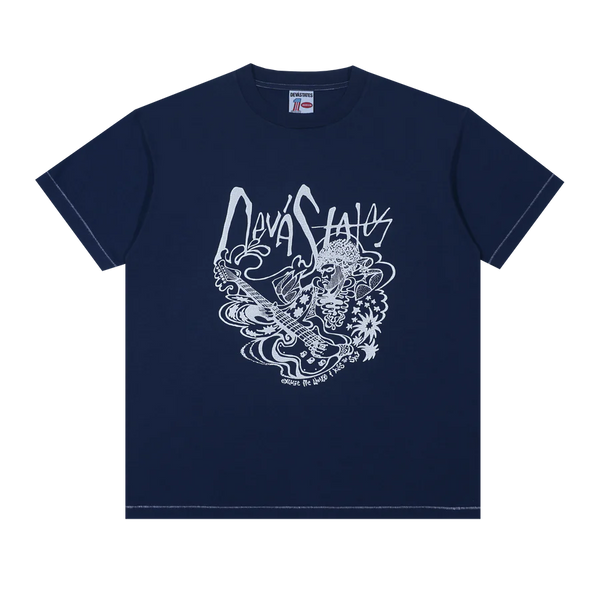 BUSTER S/S GFX RETRO T0SHIRT [DEEP BLUE DYED]